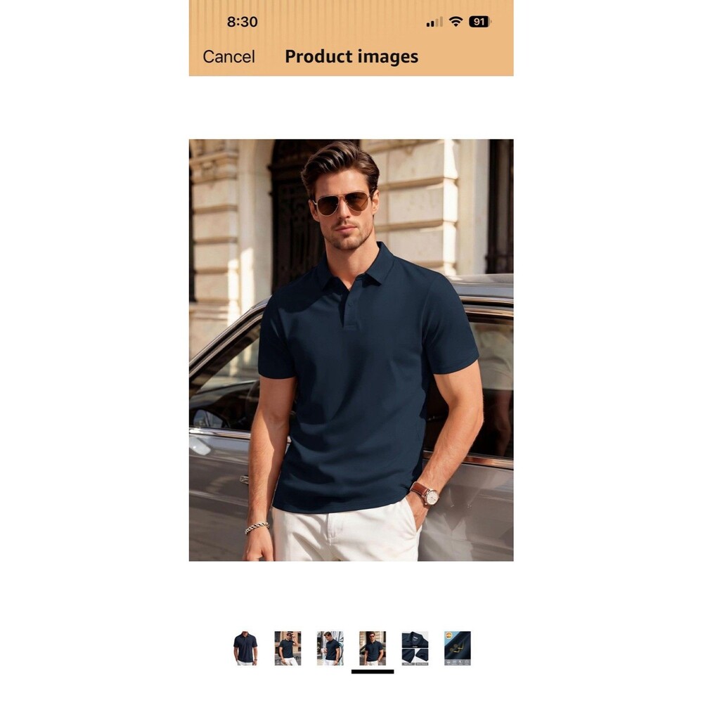 Men's Quick Dry Polo Shirt UPF 50+ Moisture Wicking Performance Sport Golf Lg